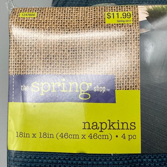 New in Package 2 Sets of 4 Napkins Spring Shop 18"X18" Blues Woven Spring 2017 - Picture 3 of 5